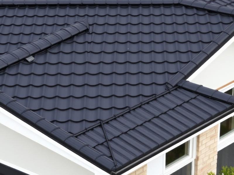 Restored dark tile roof on a family home after combined roofing restoration services